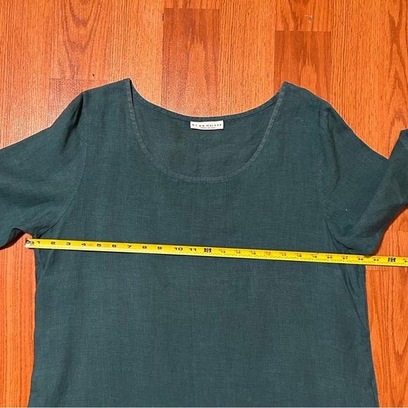 Bryn Walker Euna Shift 100% Linen Tunic Dress Asymmetrical Hem Teal Green Size M - Picture 10 of 12